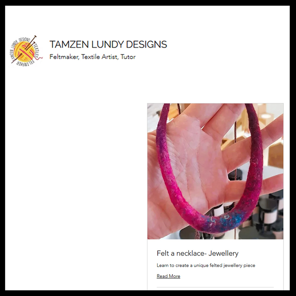 A sample of wet felted jewellery from Tamzen Lundy's upcoming class.