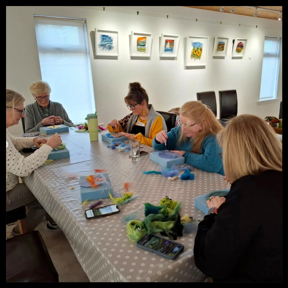 Students at Lucia Errity's needle felting class in Co Meath.