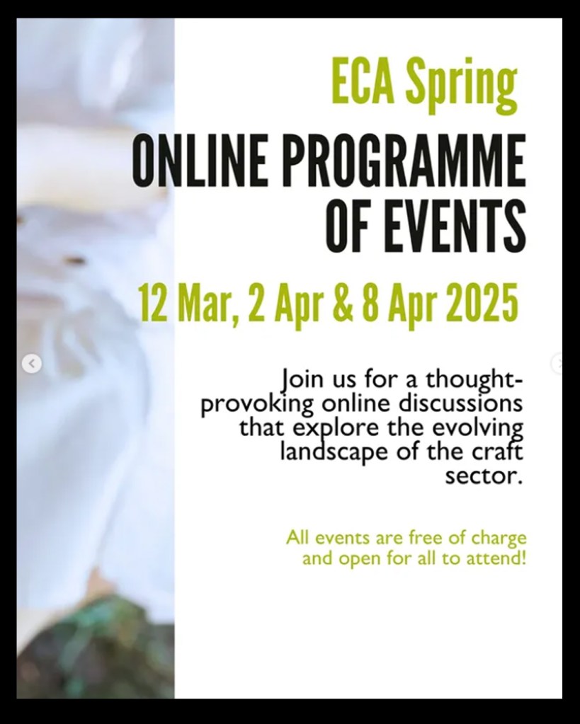 ECA Spring Online Program of Events - 12th of March, and the 2nd and 8th of April.